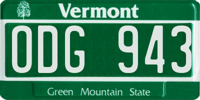 VT license plate ODG943