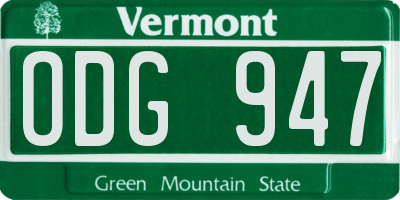 VT license plate ODG947
