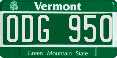 VT license plate ODG950