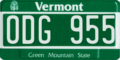 VT license plate ODG955