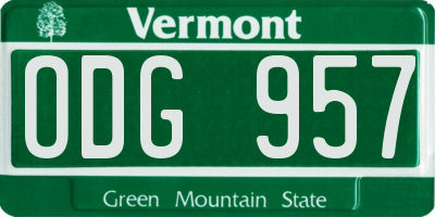 VT license plate ODG957
