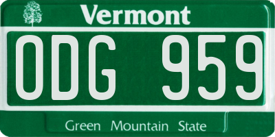 VT license plate ODG959