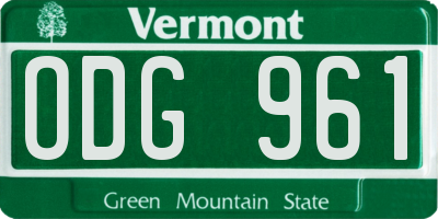 VT license plate ODG961