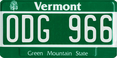 VT license plate ODG966