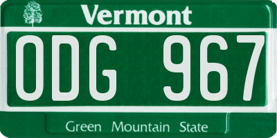 VT license plate ODG967