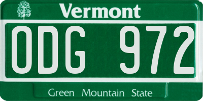 VT license plate ODG972