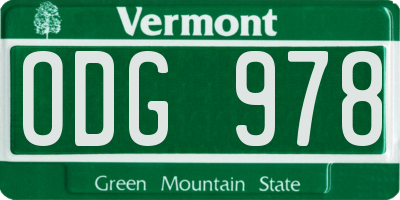 VT license plate ODG978