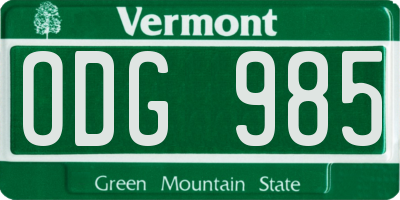 VT license plate ODG985