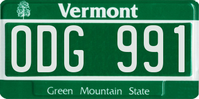 VT license plate ODG991