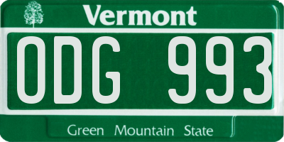 VT license plate ODG993