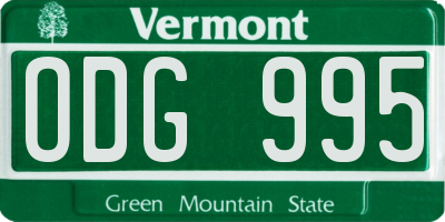 VT license plate ODG995