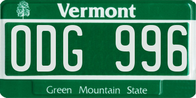 VT license plate ODG996