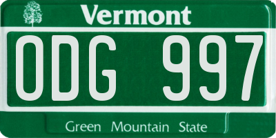 VT license plate ODG997
