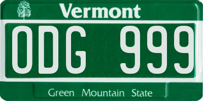 VT license plate ODG999