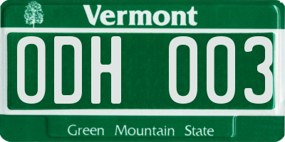 VT license plate ODH003