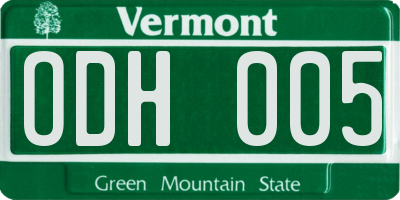 VT license plate ODH005