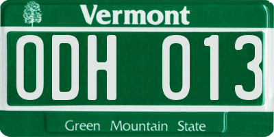 VT license plate ODH013