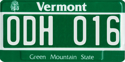 VT license plate ODH016