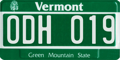 VT license plate ODH019