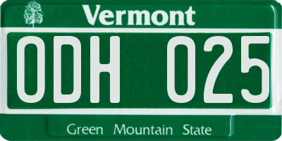 VT license plate ODH025