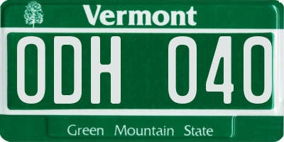VT license plate ODH040