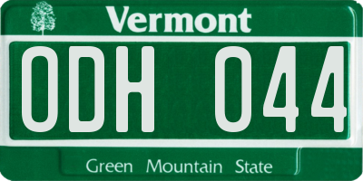 VT license plate ODH044