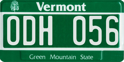 VT license plate ODH056