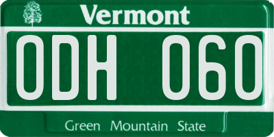 VT license plate ODH060