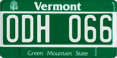 VT license plate ODH066