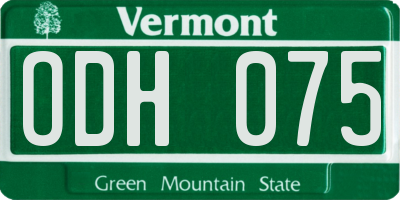 VT license plate ODH075