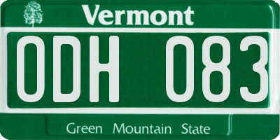 VT license plate ODH083