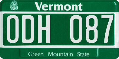 VT license plate ODH087