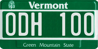 VT license plate ODH100