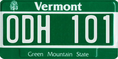 VT license plate ODH101