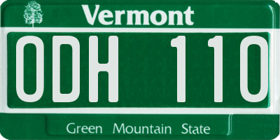 VT license plate ODH110