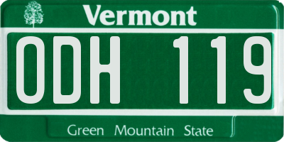 VT license plate ODH119