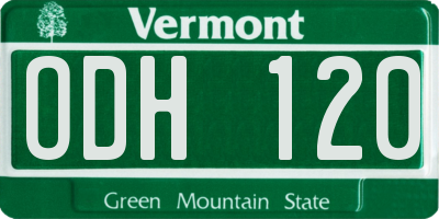 VT license plate ODH120