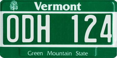 VT license plate ODH124
