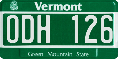 VT license plate ODH126