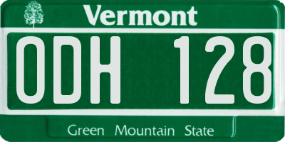 VT license plate ODH128