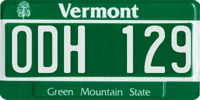 VT license plate ODH129