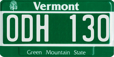 VT license plate ODH130