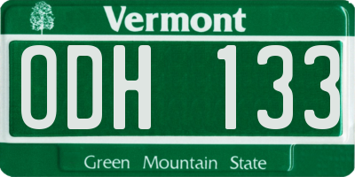 VT license plate ODH133