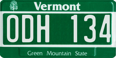 VT license plate ODH134
