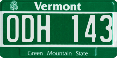 VT license plate ODH143