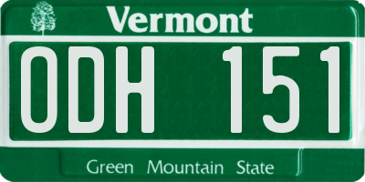 VT license plate ODH151