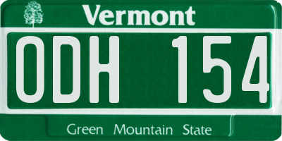 VT license plate ODH154