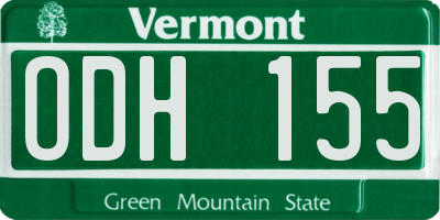 VT license plate ODH155