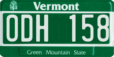 VT license plate ODH158