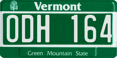VT license plate ODH164